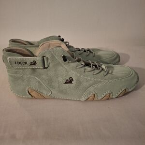 LDECK Men's Mint Green Suede Ankle Sneakers